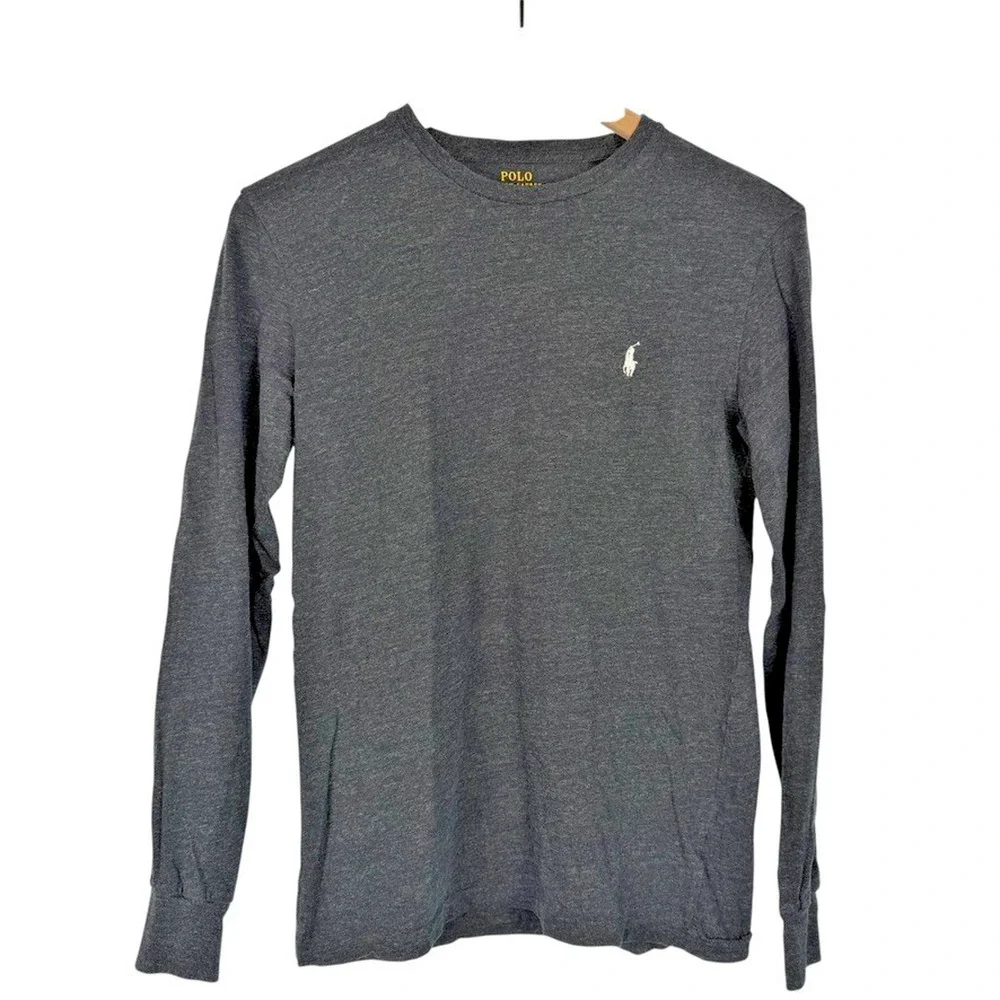 POLO RALPH LAUREN Long Sleeve‎ T-Shirt Mens XS Charcoal Gray Logo Classic Preppy